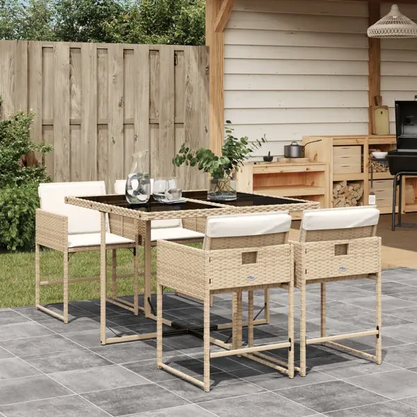 Gossi set mobilier de gradina cu perne, 5 piese, bej, poliratan