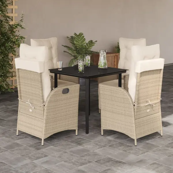 Gossi set mobilier de gradina cu perne, 5 piese, bej, poliratan