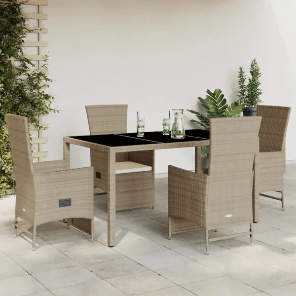 Gossi set mobilier de gradina cu perne, 5 piese, bej, poliratan