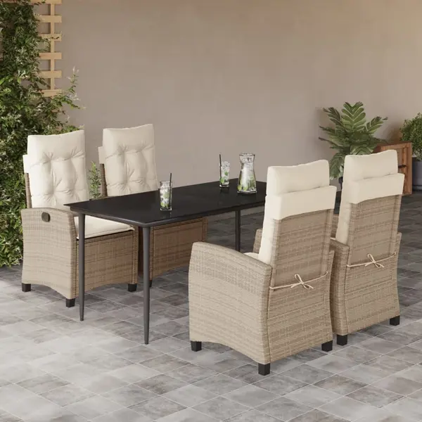 Gossi set mobilier de gradina cu perne, 5 piese, bej, poliratan