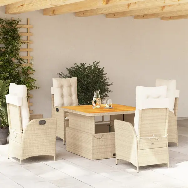Gossi set mobilier de gradina cu perne, 5 piese, bej, poliratan