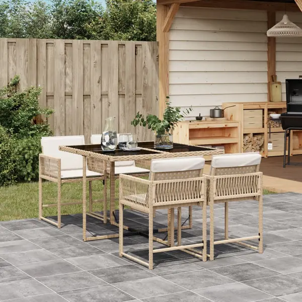 Gossi set mobilier de gradina cu perne, 5 piese, bej, poliratan
