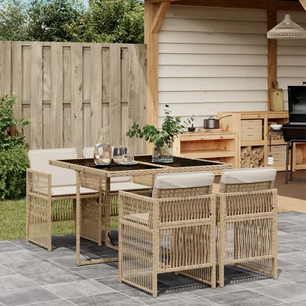 Gossi set mobilier de gradina cu perne, 5 piese, bej, poliratan