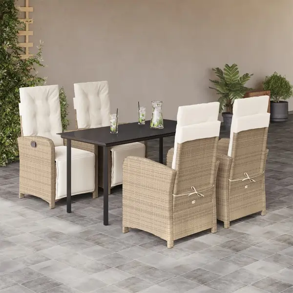 Gossi set mobilier de gradina cu perne, 5 piese, bej, poliratan