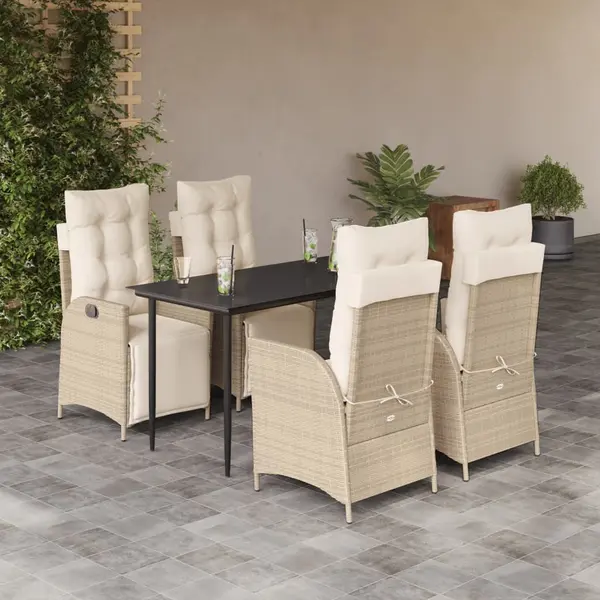 Gossi set mobilier de gradina cu perne, 5 piese, bej, poliratan