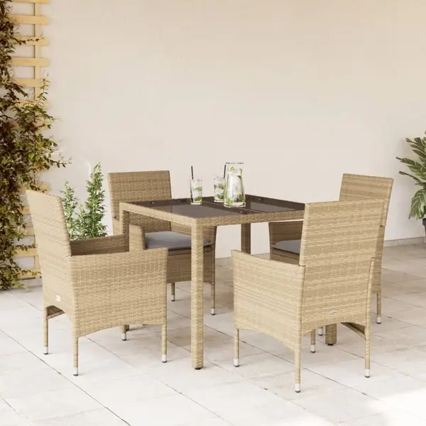 Gossi set mobilier de gradina cu perne 5 piese bej poliratan & sticla