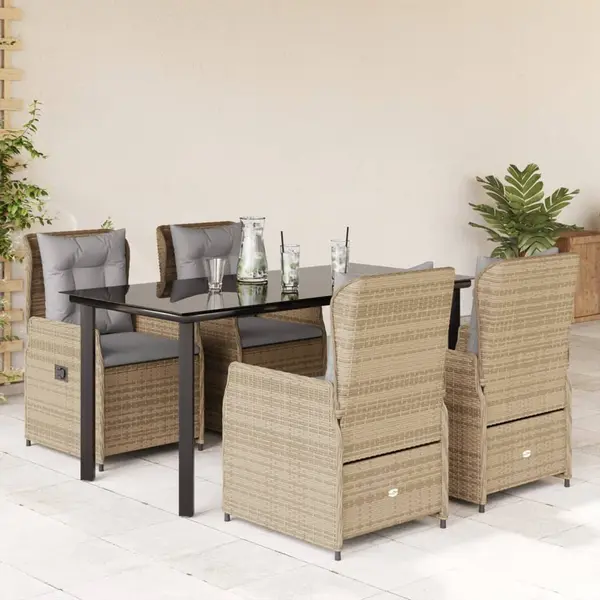 Gossi set mobilier de gradina cu perne, 5 piese, bej, poliratan