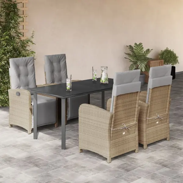 Gossi set mobilier de gradina cu perne, 5 piese, bej, poliratan