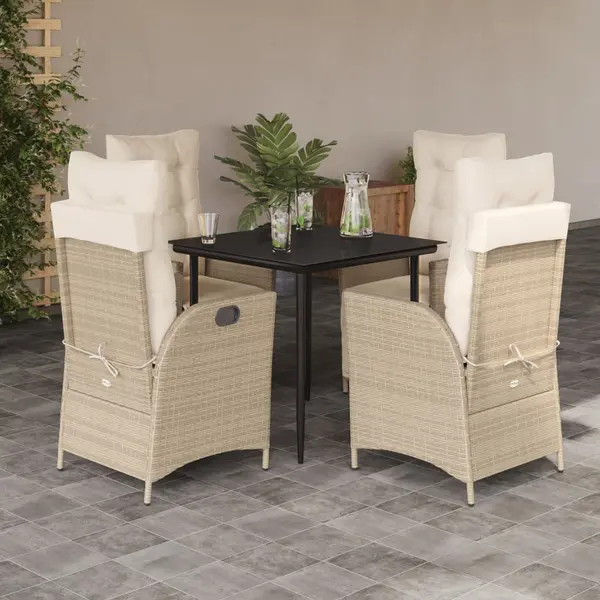Gossi set mobilier de gradina cu perne, 5 piese, bej, poliratan