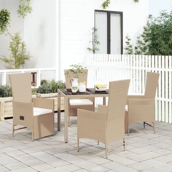 Gossi set mobilier de gradina cu perne, 5 piese, bej, poliratan