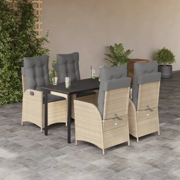 Gossi set mobilier de gradina cu perne, 5 piese, bej, poliratan