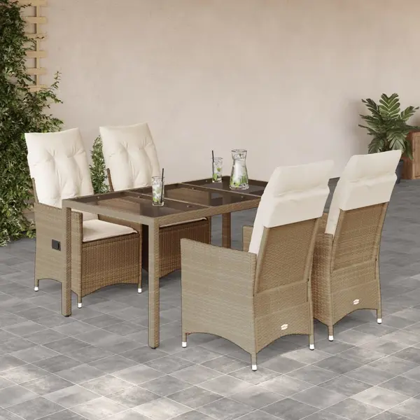 Gossi set mobilier de gradina cu perne, 5 piese, bej, poliratan