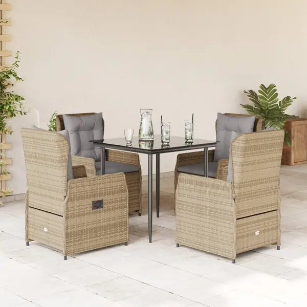 Gossi set mobilier de gradina cu perne, 5 piese, bej, poliratan