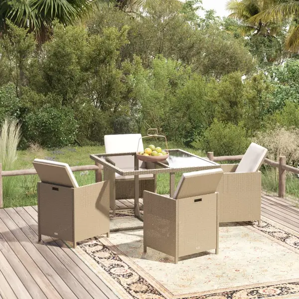 Gossi set mobilier de gradina cu perne, 5 piese, bej, poliratan