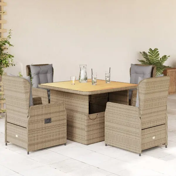Gossi set mobilier de gradina cu perne, 5 piese, bej, poliratan