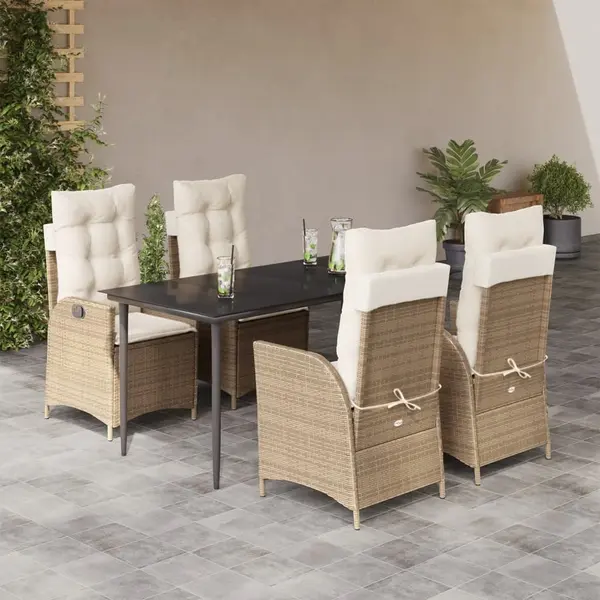 Gossi set mobilier de gradina cu perne, 5 piese, bej, poliratan