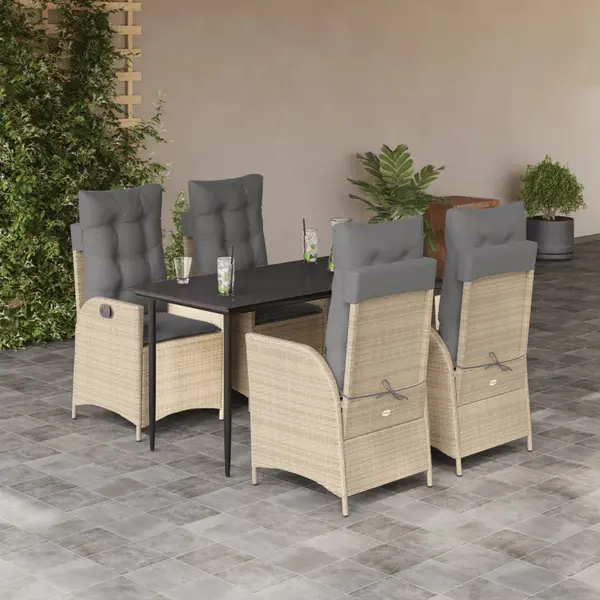 Gossi set mobilier de gradina cu perne, 5 piese, bej, poliratan