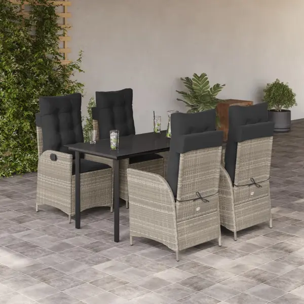 Gossi set mobilier de gradina cu perne, 5 piese gri deschis poliratan