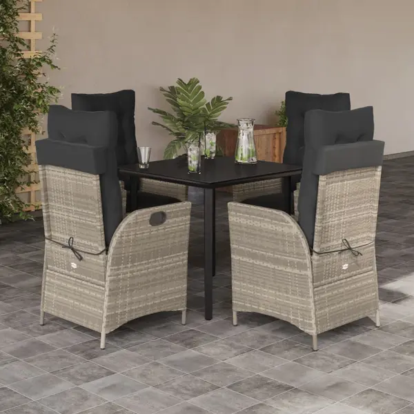 Gossi set mobilier de gradina cu perne, 5 piese gri deschis poliratan