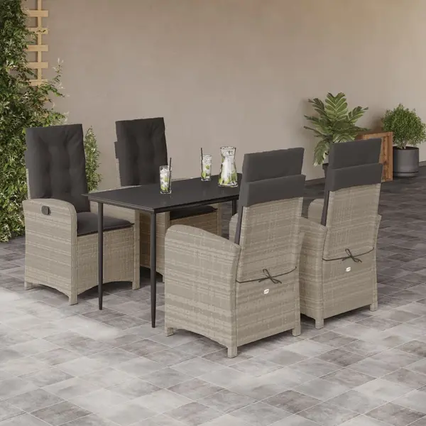 Gossi set mobilier de gradina cu perne, 5 piese gri deschis poliratan