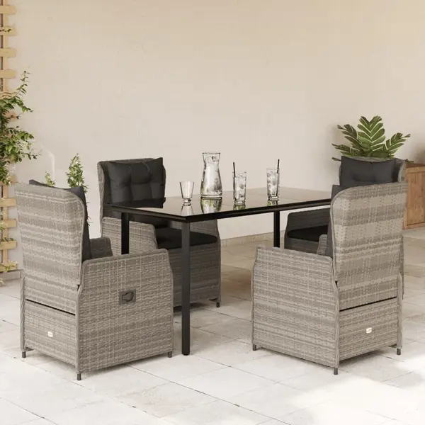 Gossi set mobilier de gradina cu perne, 5 piese gri deschis poliratan