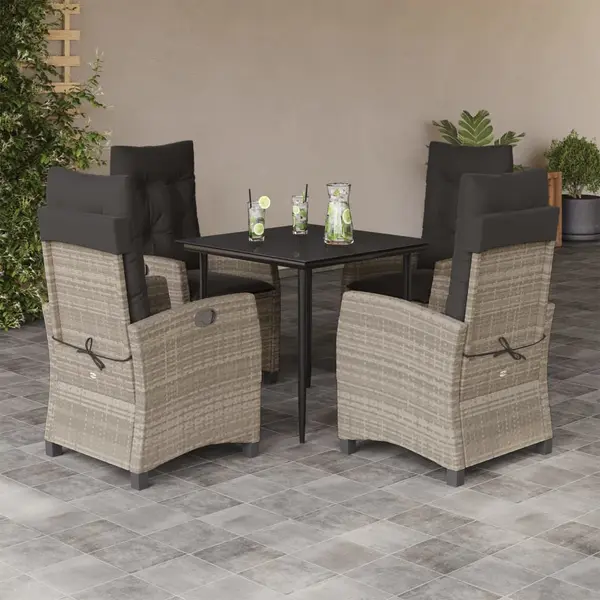 Gossi set mobilier de gradina cu perne, 5 piese gri deschis poliratan