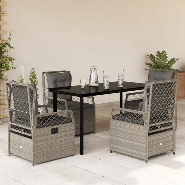 Gossi set mobilier de gradina cu perne, 5 piese gri deschis poliratan