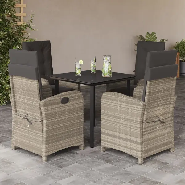 Gossi set mobilier de gradina cu perne, 5 piese gri deschis poliratan