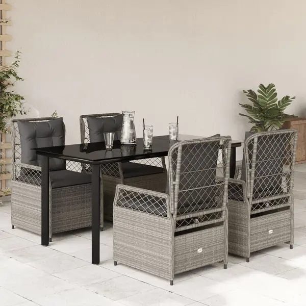 Gossi set mobilier de gradina cu perne, 5 piese gri deschis poliratan