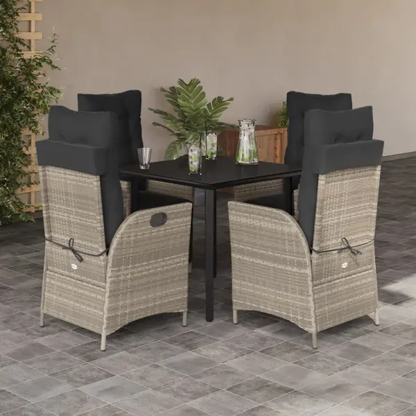 Gossi set mobilier de gradina cu perne, 5 piese gri deschis poliratan