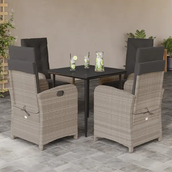 Gossi set mobilier de gradina cu perne, 5 piese gri deschis poliratan