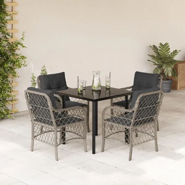 Gossi set mobilier de gradina cu perne, 5 piese gri deschis poliratan