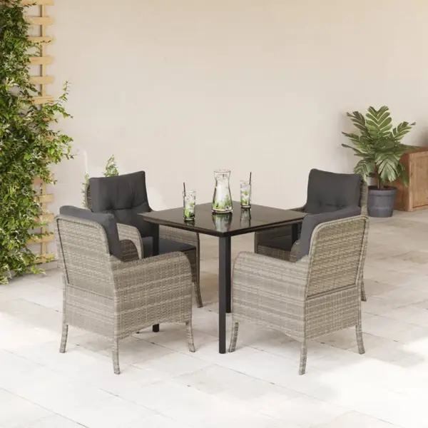 Gossi set mobilier de gradina cu perne, 5 piese gri deschis poliratan