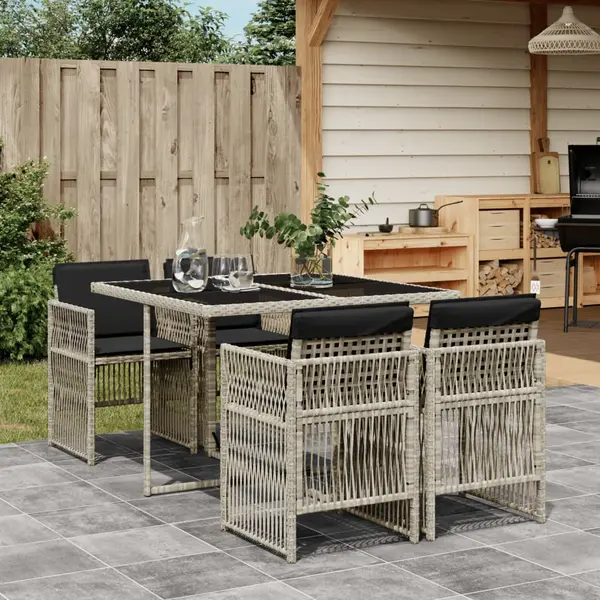 Gossi set mobilier de gradina cu perne, 5 piese gri deschis poliratan