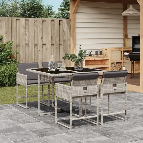 Gossi set mobilier de gradina cu perne, 5 piese gri deschis poliratan