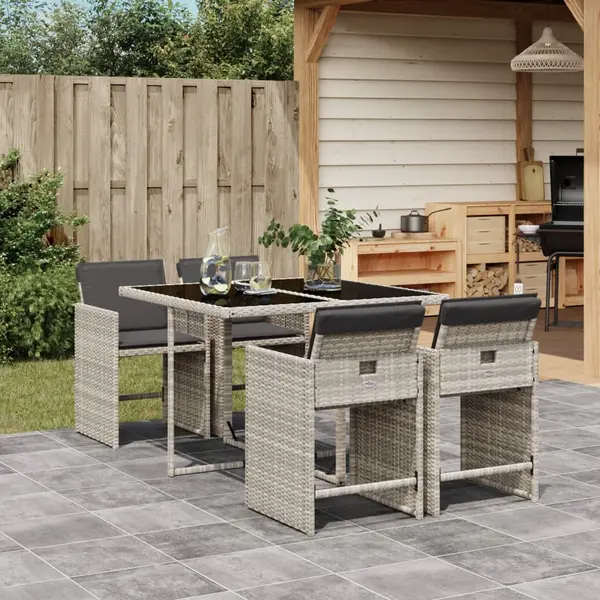 Gossi set mobilier de gradina cu perne, 5 piese gri deschis poliratan
