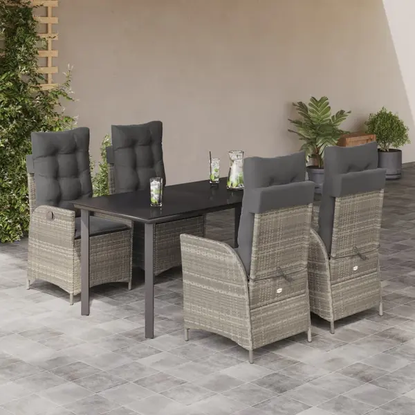 Gossi set mobilier de gradina cu perne, 5 piese gri deschis poliratan