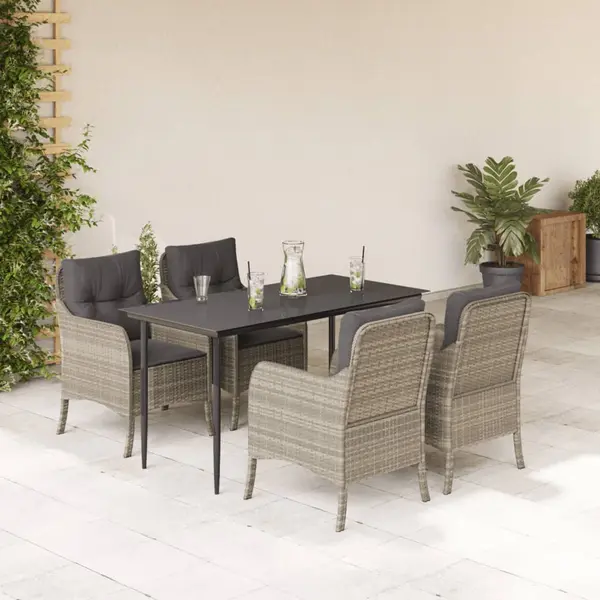 Gossi set mobilier de gradina cu perne, 5 piese gri deschis poliratan