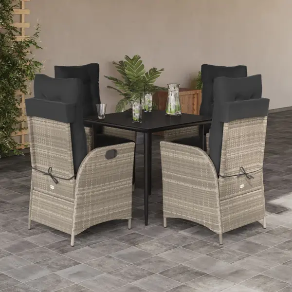 Gossi set mobilier de gradina cu perne, 5 piese gri deschis poliratan