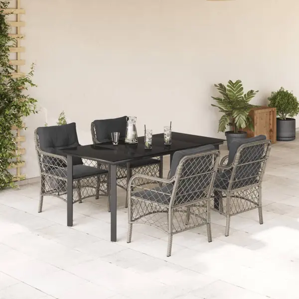 Gossi set mobilier de gradina cu perne, 5 piese gri deschis poliratan