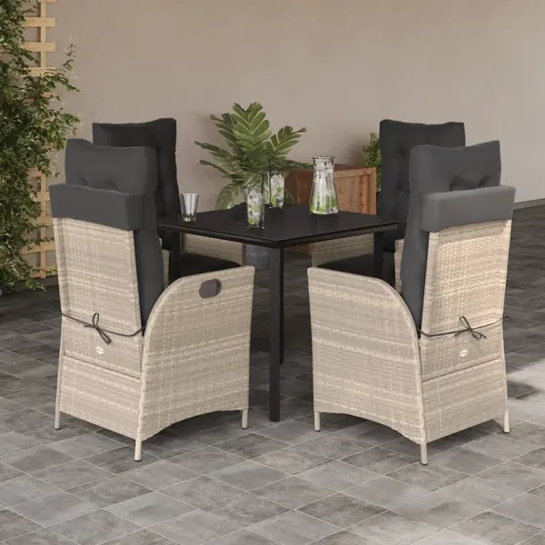 Gossi set mobilier de gradina cu perne, 5 piese gri deschis poliratan