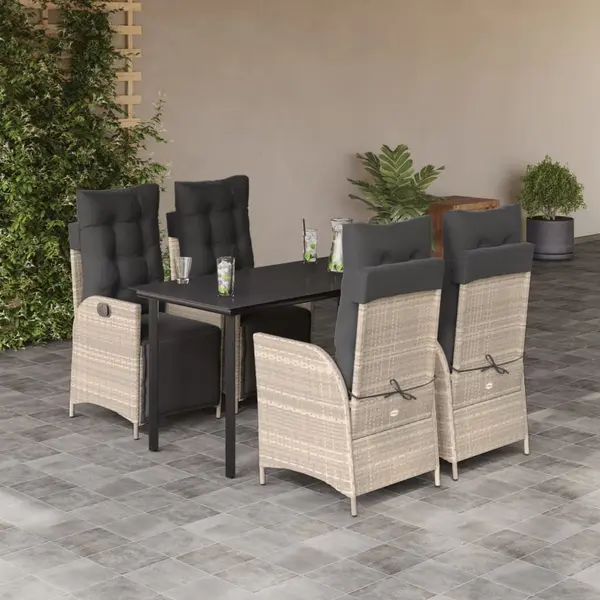 Gossi set mobilier de gradina cu perne, 5 piese gri deschis poliratan
