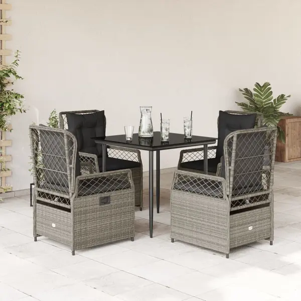 Gossi set mobilier de gradina cu perne, 5 piese gri deschis poliratan