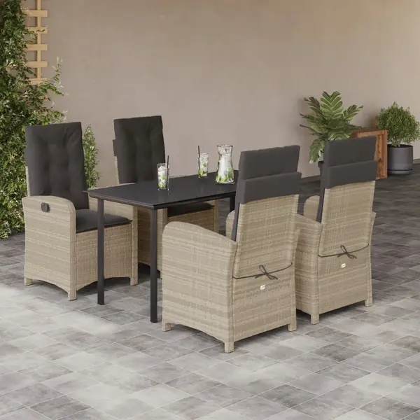 Gossi set mobilier de gradina cu perne, 5 piese gri deschis poliratan