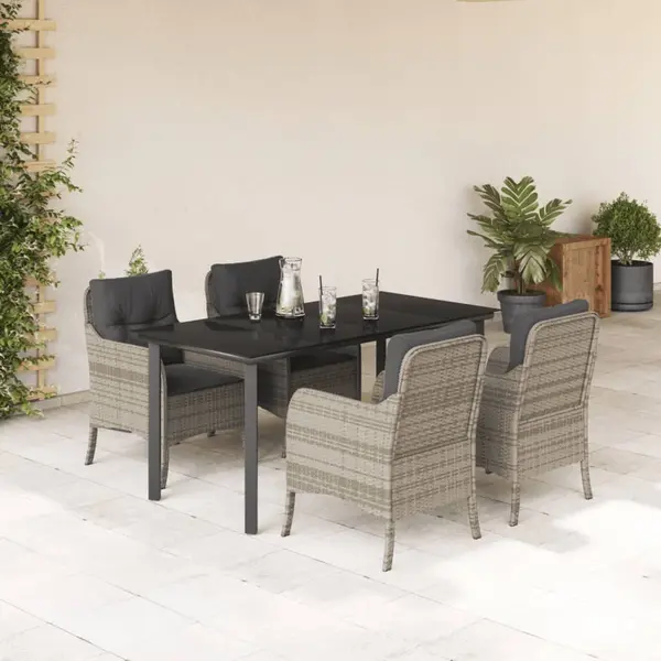 Gossi set mobilier de gradina cu perne, 5 piese gri deschis poliratan