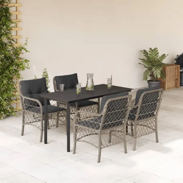 Gossi set mobilier de gradina cu perne, 5 piese gri deschis poliratan