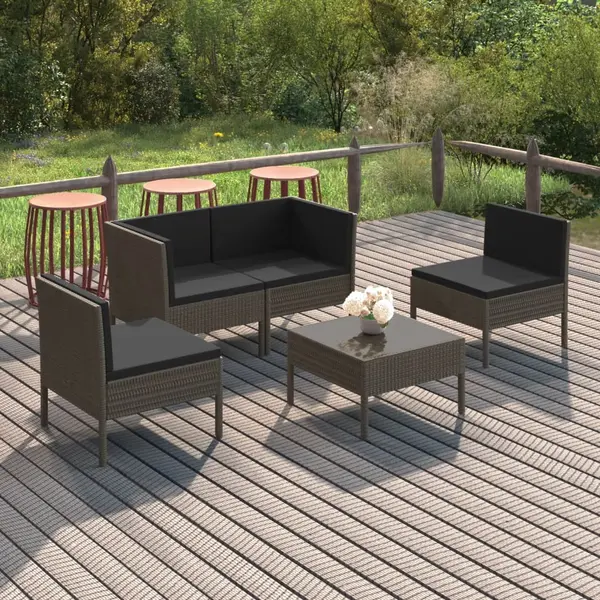 Gossi set mobilier de gradina cu perne, 5 piese, gri, poliratan