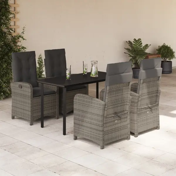 Gossi set mobilier de gradina cu perne, 5 piese, gri, poliratan