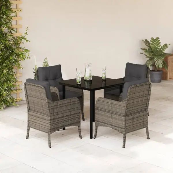 Gossi set mobilier de gradina cu perne, 5 piese, gri, poliratan
