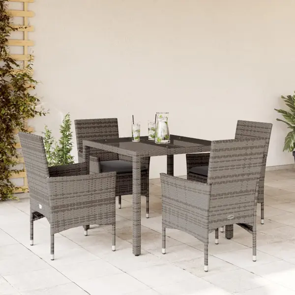 Gossi set mobilier de gradina cu perne 5 piese gri poliratan & sticla